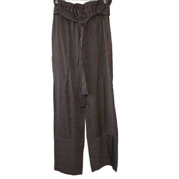 J. Crew Point Sur Black/Tan Paper Bag Waist Wide Leg Pants Sz 8 - Picture 2 of 8